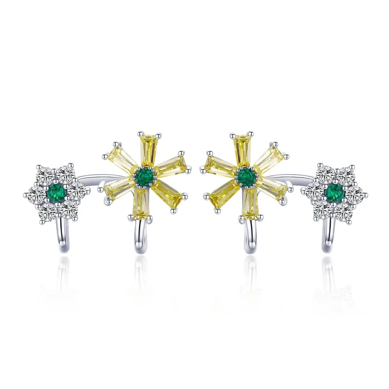 (image for) Silver Daisy Flower Stud Earrings - PANDORA Style - SCE487 - Product Image