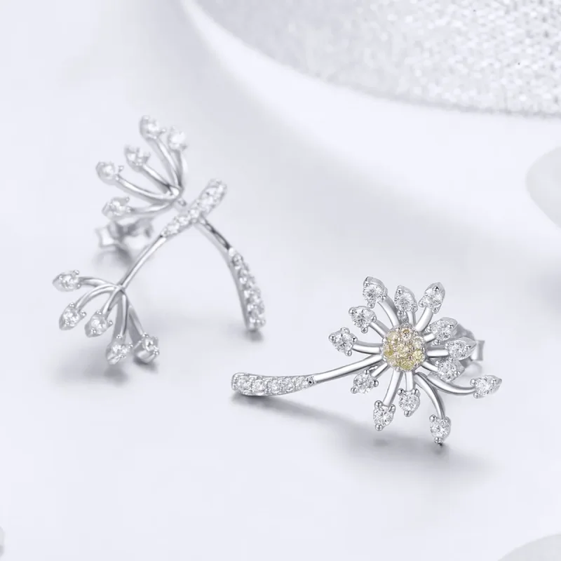 (image for) Silver Dandelion Love Stud Earrings - PANDORA Style - SCE506 - View 2