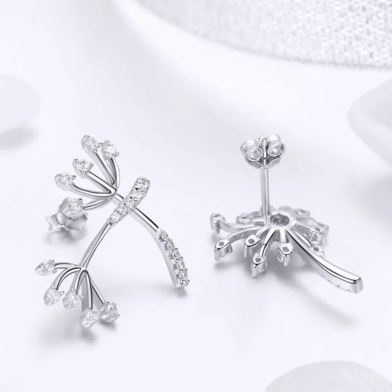 (image for) Silver Dandelion Love Stud Earrings - PANDORA Style - SCE506 - View 4