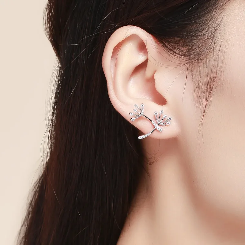 (image for) Silver Dandelion Love Stud Earrings - PANDORA Style - SCE506 - View 6