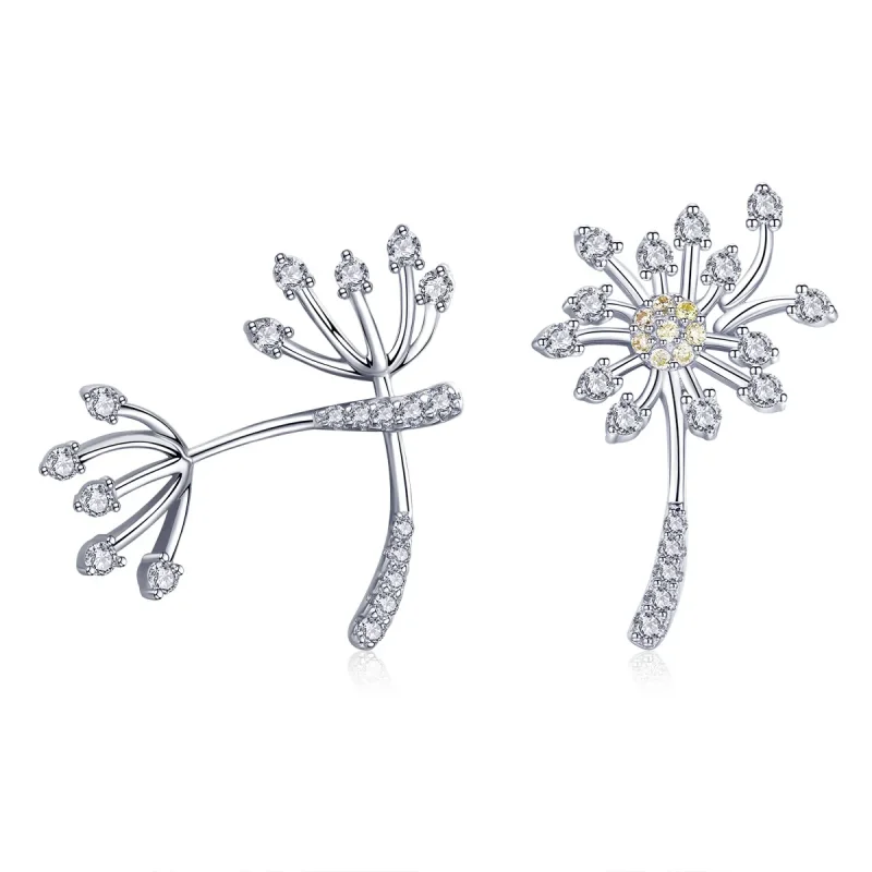 (image for) Silver Dandelion Love Stud Earrings - PANDORA Style - SCE506 - Product Image