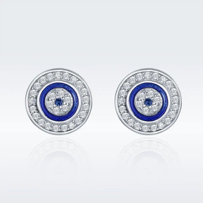 (image for) Silver Devil's Eye Stud Earrings - PANDORA Style - SCE148 - View 3