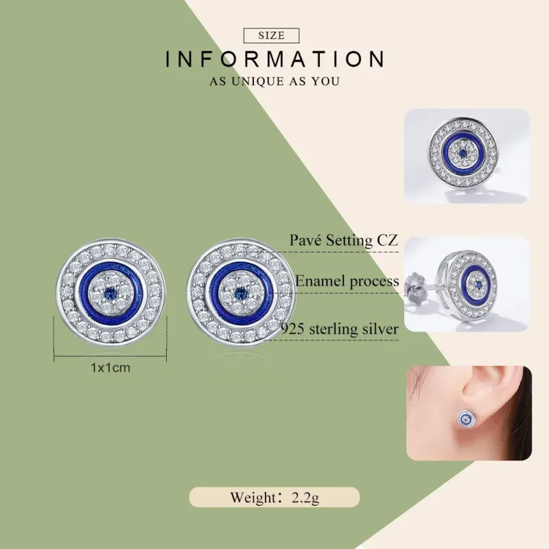 (image for) Silver Devil's Eye Stud Earrings - PANDORA Style - SCE148 - View 4