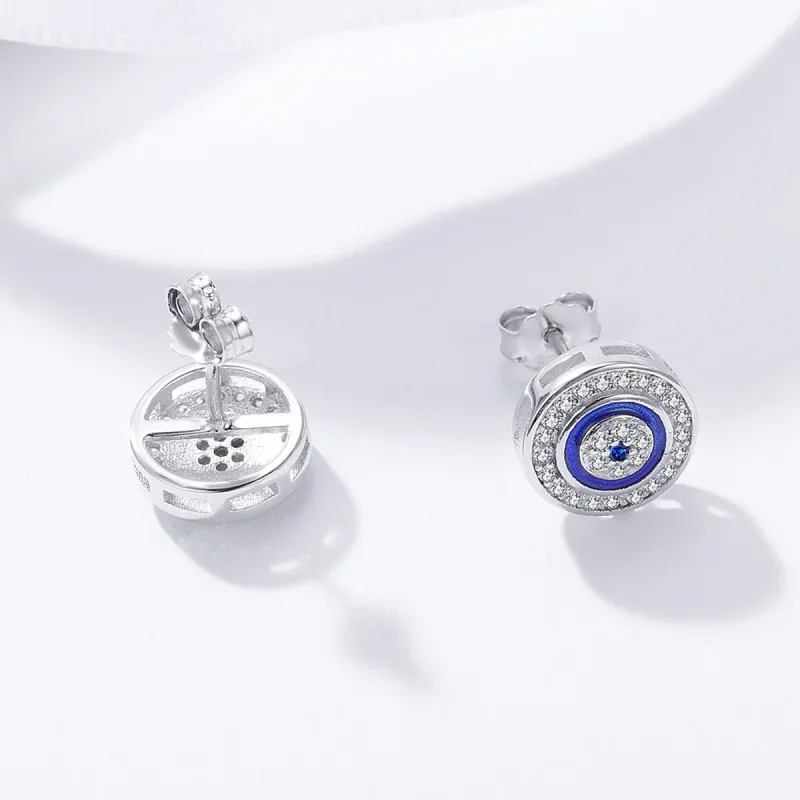 (image for) Silver Devil's Eye Stud Earrings - PANDORA Style - SCE148 - View 5