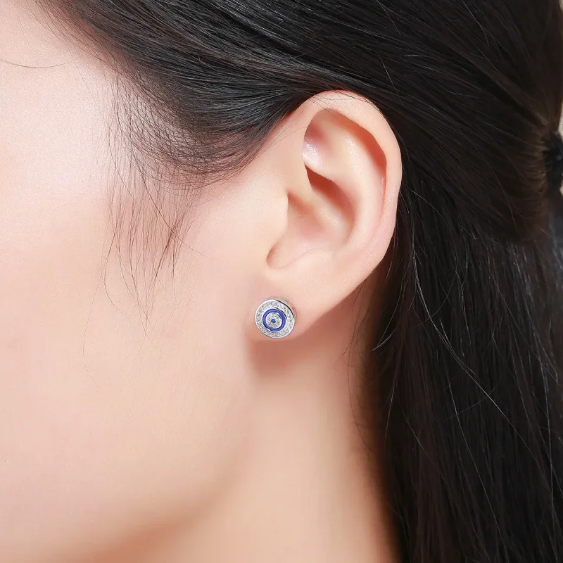 (image for) Silver Devil's Eye Stud Earrings - PANDORA Style - SCE148 - View 6