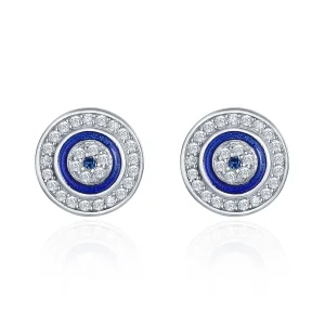 (image for) Silver Devil's Eye Stud Earrings - PANDORA Style - SCE148