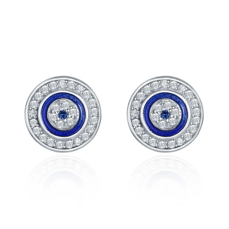 (image for) Silver Devil's Eye Stud Earrings - PANDORA Style - SCE148 - Product Image