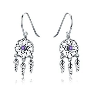 (image for) Silver Dreamcatcher Hanging Earrings - PANDORA Style - SCE394