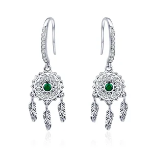 (image for) Silver Dreamcatcher Hanging Earrings - PANDORA Style - SCE441