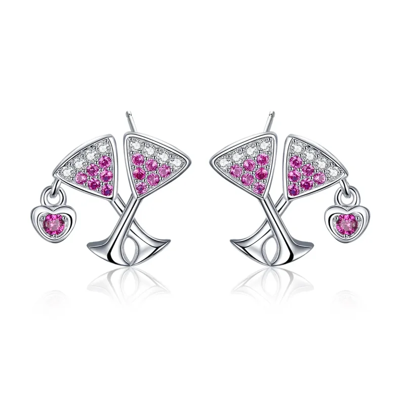 (image for) Silver Drink Wedlock Stud Earrings - PANDORA Style - SCE571 - Product Image