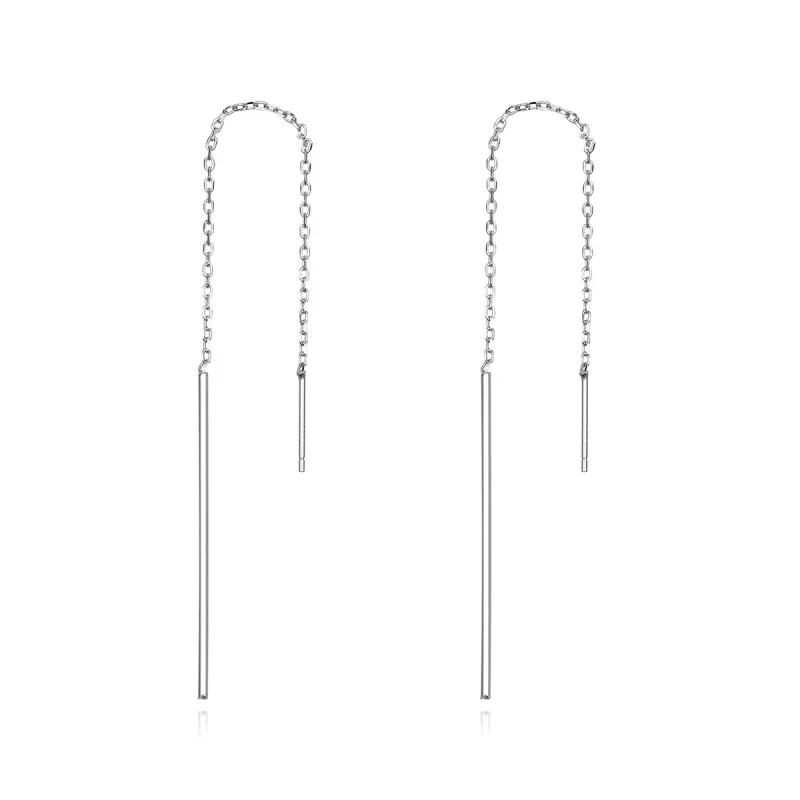 (image for) Silver Elegant Line Hanging Earrings - PANDORA Style - SCE490 - Product Image