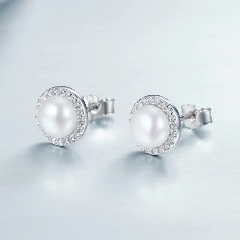 (image for) Silver Elegant Monologue Stud Earrings - PANDORA Style - SCE122 - View 4