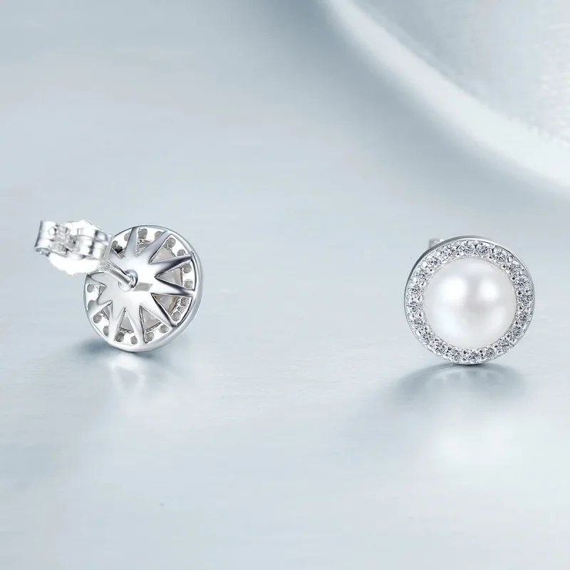(image for) Silver Elegant Monologue Stud Earrings - PANDORA Style - SCE122 - View 5