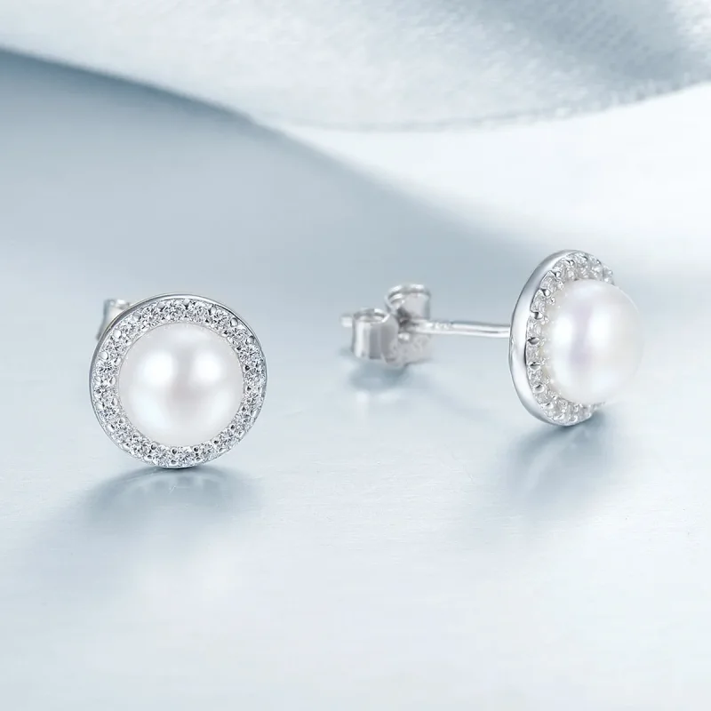 (image for) Silver Elegant Monologue Stud Earrings - PANDORA Style - SCE122 - View 6