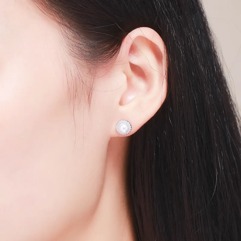 (image for) Silver Elegant Monologue Stud Earrings - PANDORA Style - SCE122 - View 7