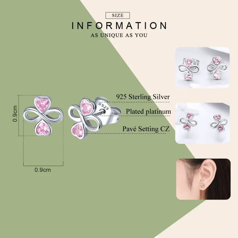 (image for) Silver Endless Love Stud Earrings - PANDORA Style - SCE455 - View 4