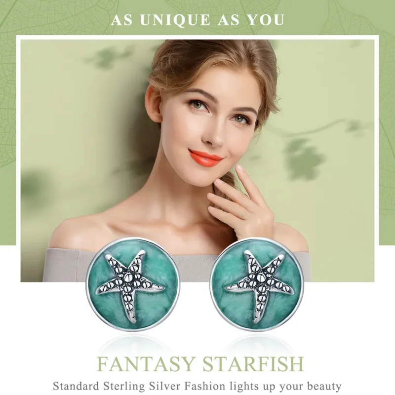 (image for) Silver Fantasy Starfish Stud Earrings - PANDORA Style - SCE205 - View 2