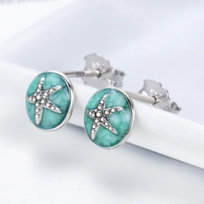 (image for) Silver Fantasy Starfish Stud Earrings - PANDORA Style - SCE205 - View 5