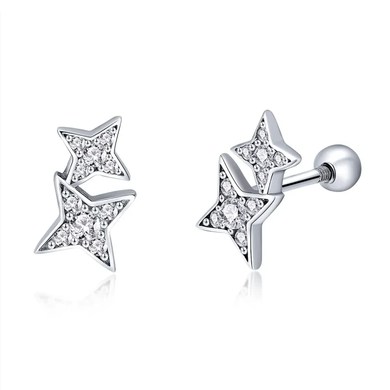 (image for) Silver Fascinating Starlight Stud Earrings - PANDORA Style - SCE432 - Product Image