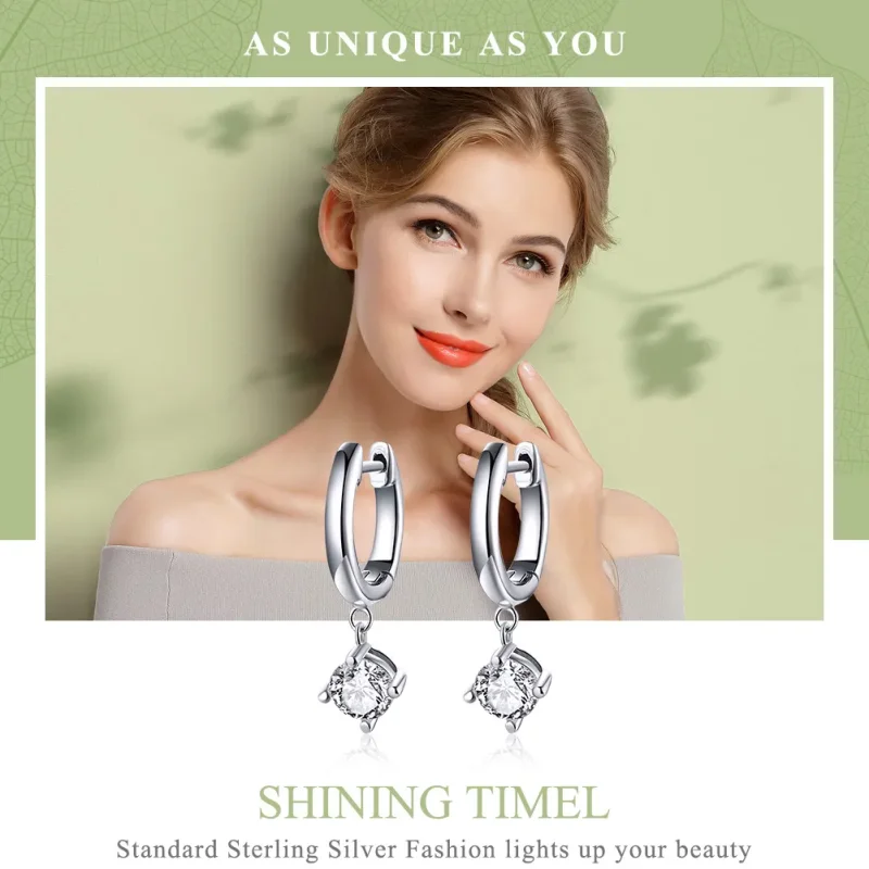 (image for) Silver Flash Girl Hanging Earrings - PANDORA Style - SCE553 - View 2