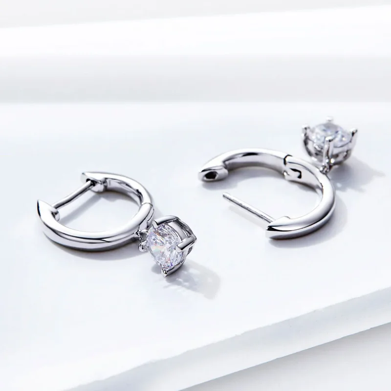 (image for) Silver Flash Girl Hanging Earrings - PANDORA Style - SCE553 - View 3