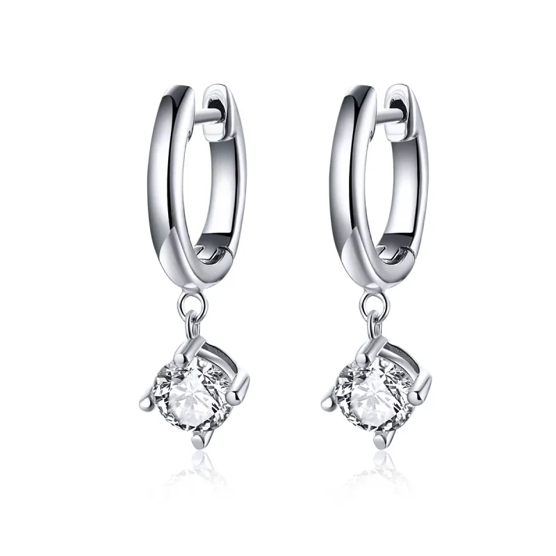 (image for) Silver Flash Girl Hanging Earrings - PANDORA Style - SCE553 - Product Image