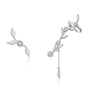 (image for) Silver Flower Branch Stud Earrings - PANDORA Style - SCE429