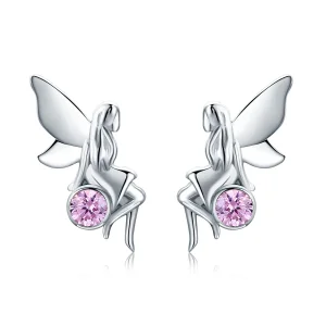 (image for) Silver Flower Fairy Stud Earrings - PANDORA Style - SCE395