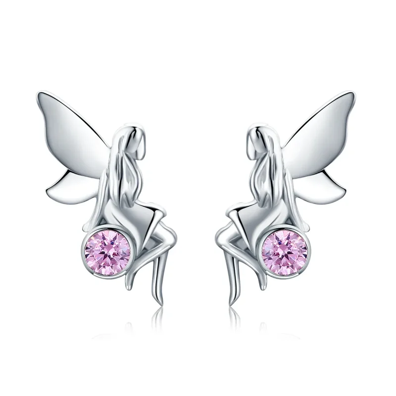(image for) Silver Flower Fairy Stud Earrings - PANDORA Style - SCE395 - Product Image