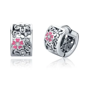 (image for) Silver Flower Language Stud Earrings - PANDORA Style - SCE541