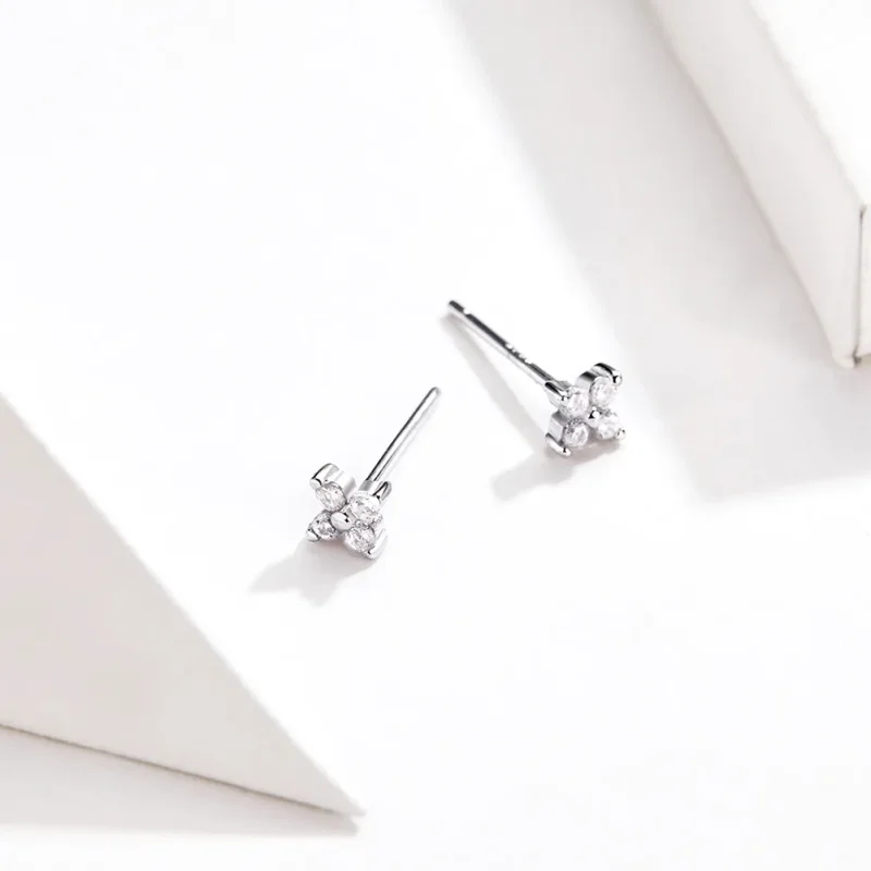 (image for) Silver Flower of Light Stud Earrings - PANDORA Style - SCE648 - View 2