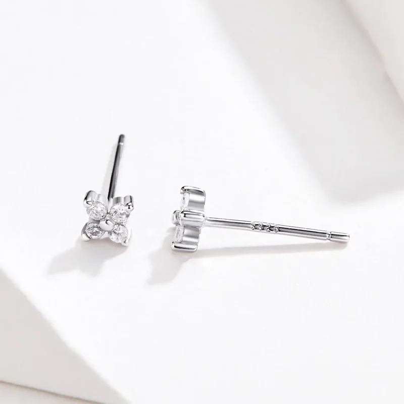 (image for) Silver Flower of Light Stud Earrings - PANDORA Style - SCE648 - View 3