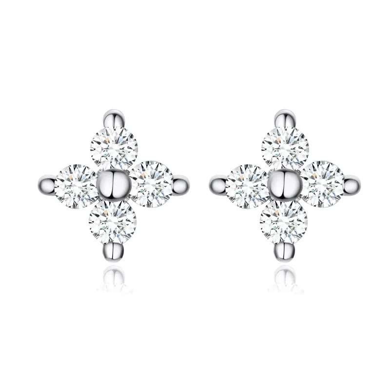 (image for) Silver Flower of Light Stud Earrings - PANDORA Style - SCE648 - Product Image