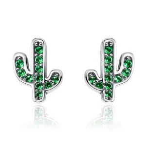 (image for) Silver Fresh Cactus Stud Earrings - PANDORA Style - SCE097