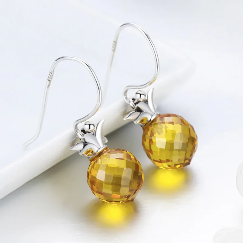 (image for) Silver Fresh Pineapple Hanging Earrings - PANDORA Style - SCE265 - View 5