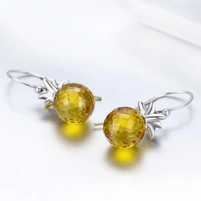 (image for) Silver Fresh Pineapple Hanging Earrings - PANDORA Style - SCE265 - View 6