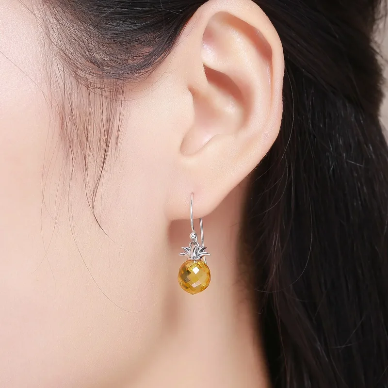 (image for) Silver Fresh Pineapple Hanging Earrings - PANDORA Style - SCE265 - View 7