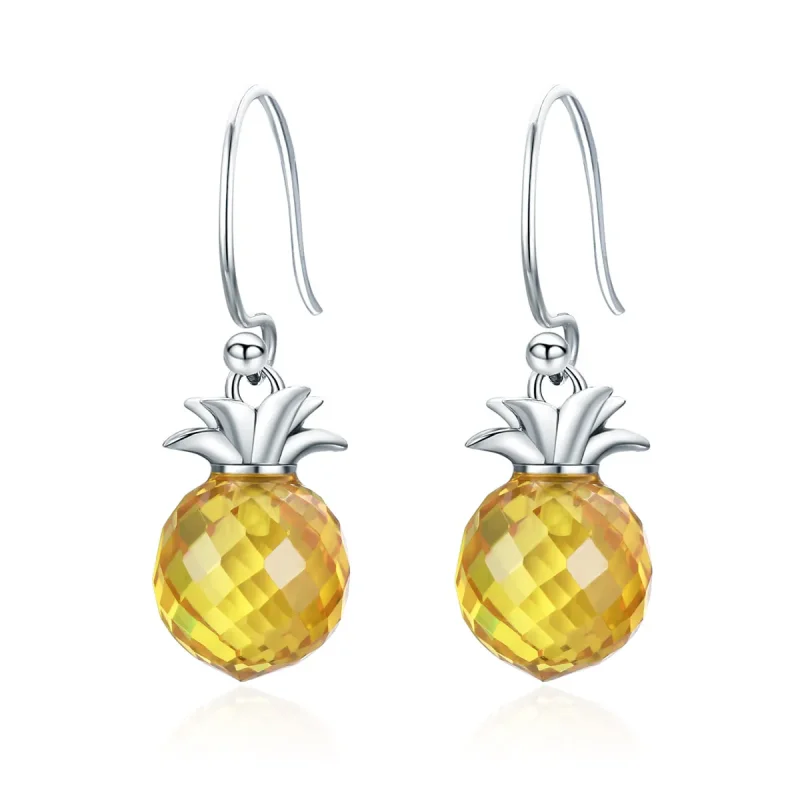 (image for) Silver Fresh Pineapple Hanging Earrings - PANDORA Style - SCE265 - Product Image
