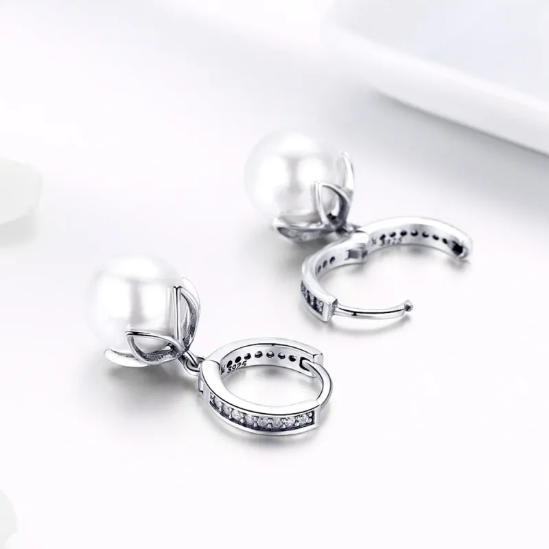 (image for) Silver Gentle Love Hanging Earrings - PANDORA Style - SCE482 - View 3