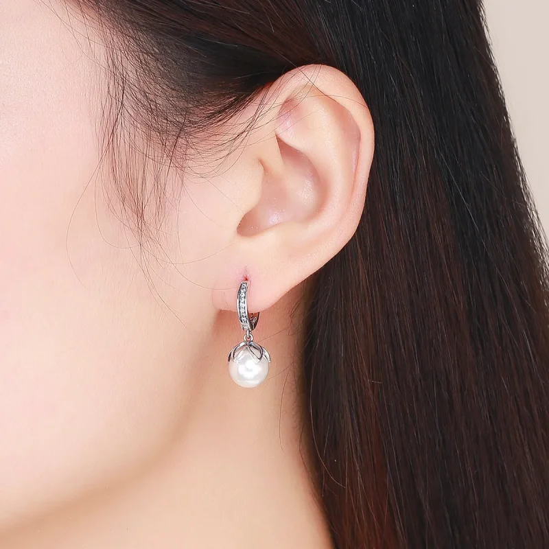 (image for) Silver Gentle Love Hanging Earrings - PANDORA Style - SCE482 - View 4