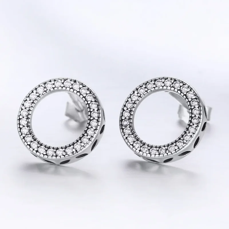 (image for) Silver Geometry Light Stud Earrings - PANDORA Style - SCE417 - View 2