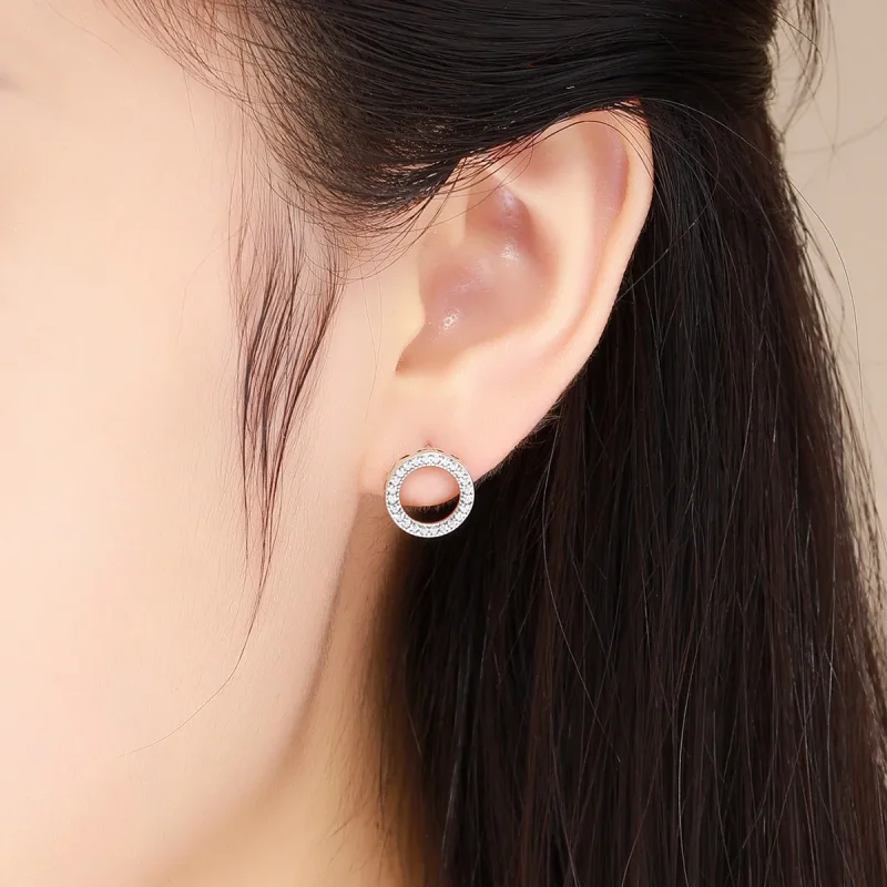(image for) Silver Geometry Light Stud Earrings - PANDORA Style - SCE417 - View 4
