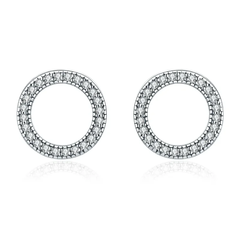 (image for) Silver Geometry Light Stud Earrings - PANDORA Style - SCE417 - Product Image
