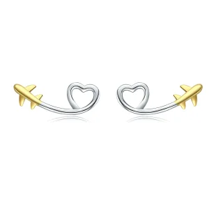 (image for) Silver & Gold-Plated Fly To Love Stud Earrings - PANDORA Style - SCE632