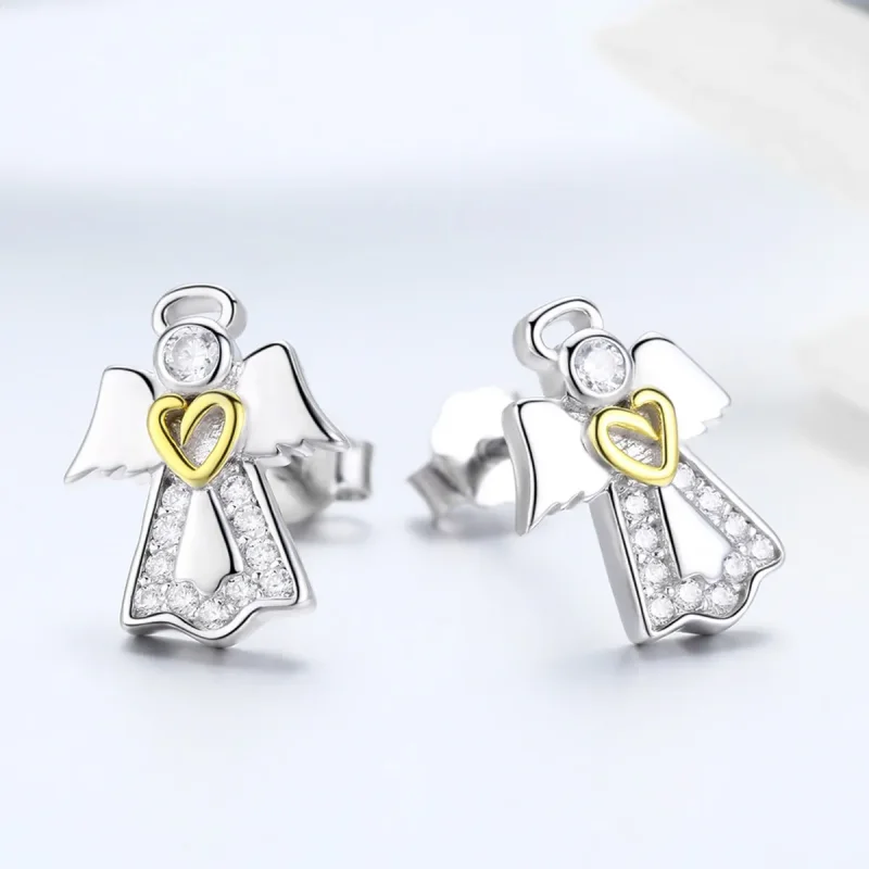 (image for) Silver & Gold-Plated Meteor Stud Earrings - PANDORA Style - SCE476 - View 2