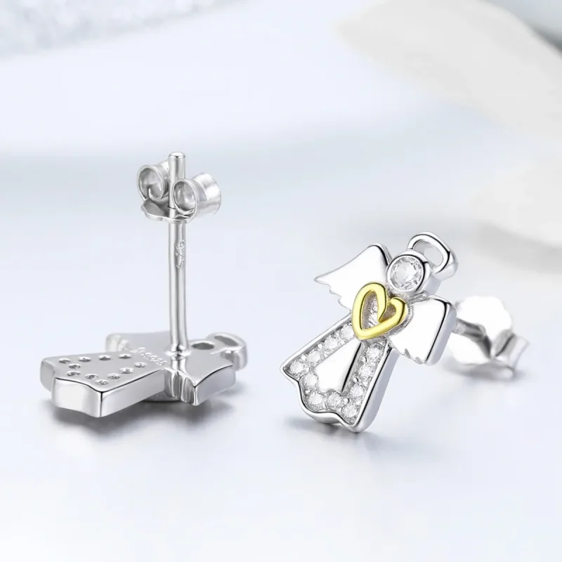 (image for) Silver & Gold-Plated Meteor Stud Earrings - PANDORA Style - SCE476 - View 3