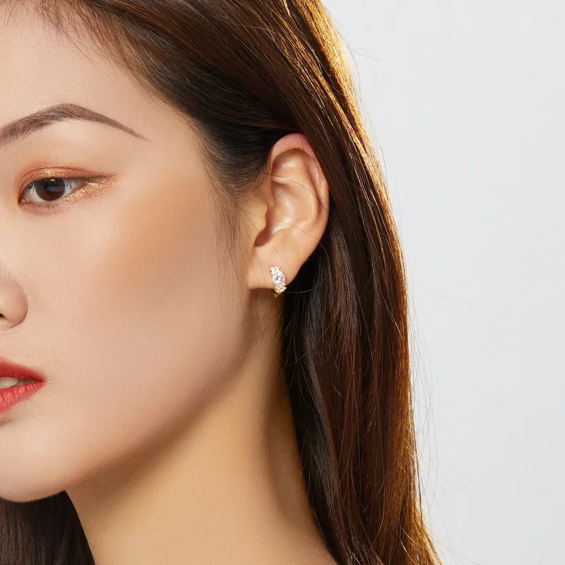 (image for) Silver & Gold-Plated Romantic Shine Hoop Earrings - PANDORA Style - SCE485-B - View 4