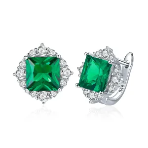 (image for) Silver Green Aurora Stud Earrings - PANDORA Style - SCE540