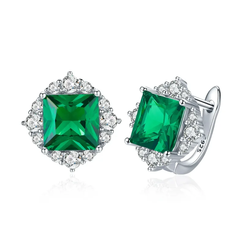 (image for) Silver Green Aurora Stud Earrings - PANDORA Style - SCE540 - Product Image