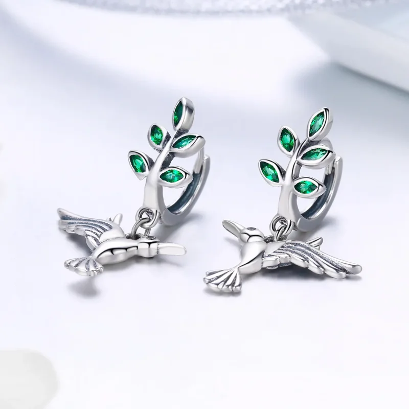 (image for) Silver Greetings From Hummingbirds Stud Earrings - PANDORA Style - SCE464 - View 2